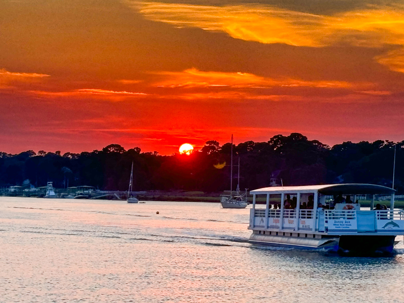 dolphin cruise at sunset