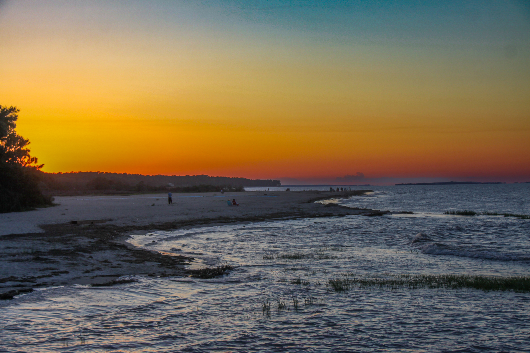 rocky waters at sunset