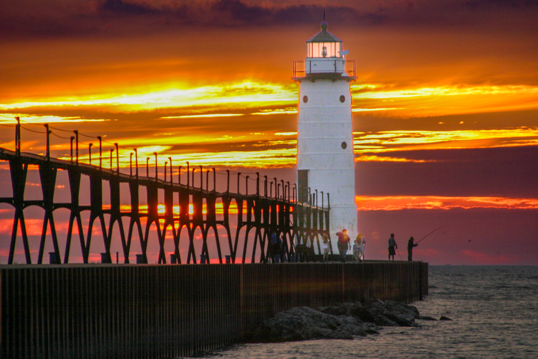 Manistee lighthouse at sunset